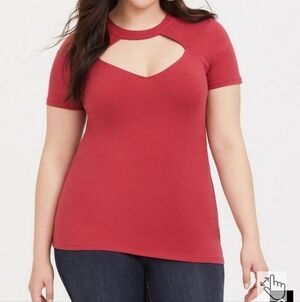 Foxy Choker Neck Keyhole Tee NWOT